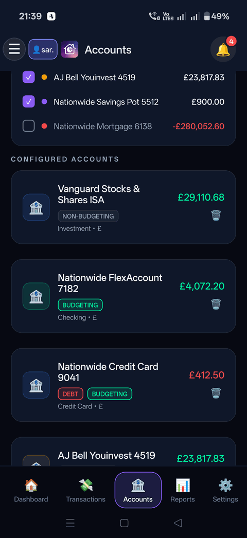 Mobile Accounts Flow