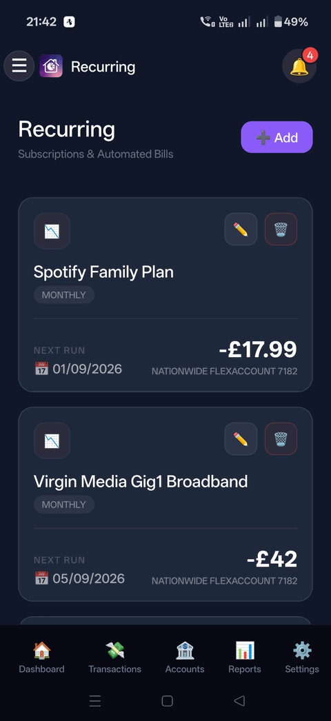 Mobile Recurring Flow