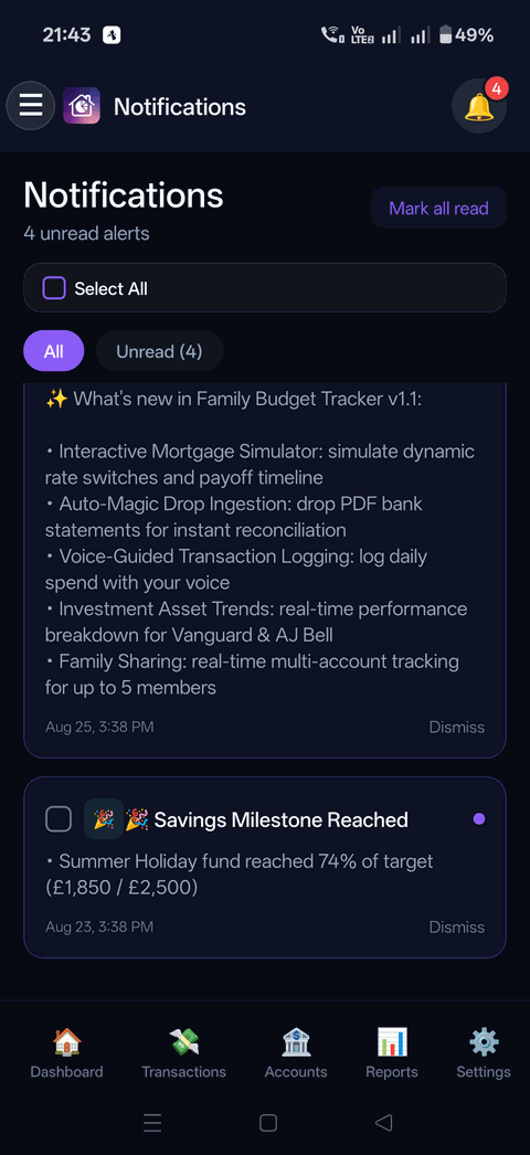Mobile Notifications Flow