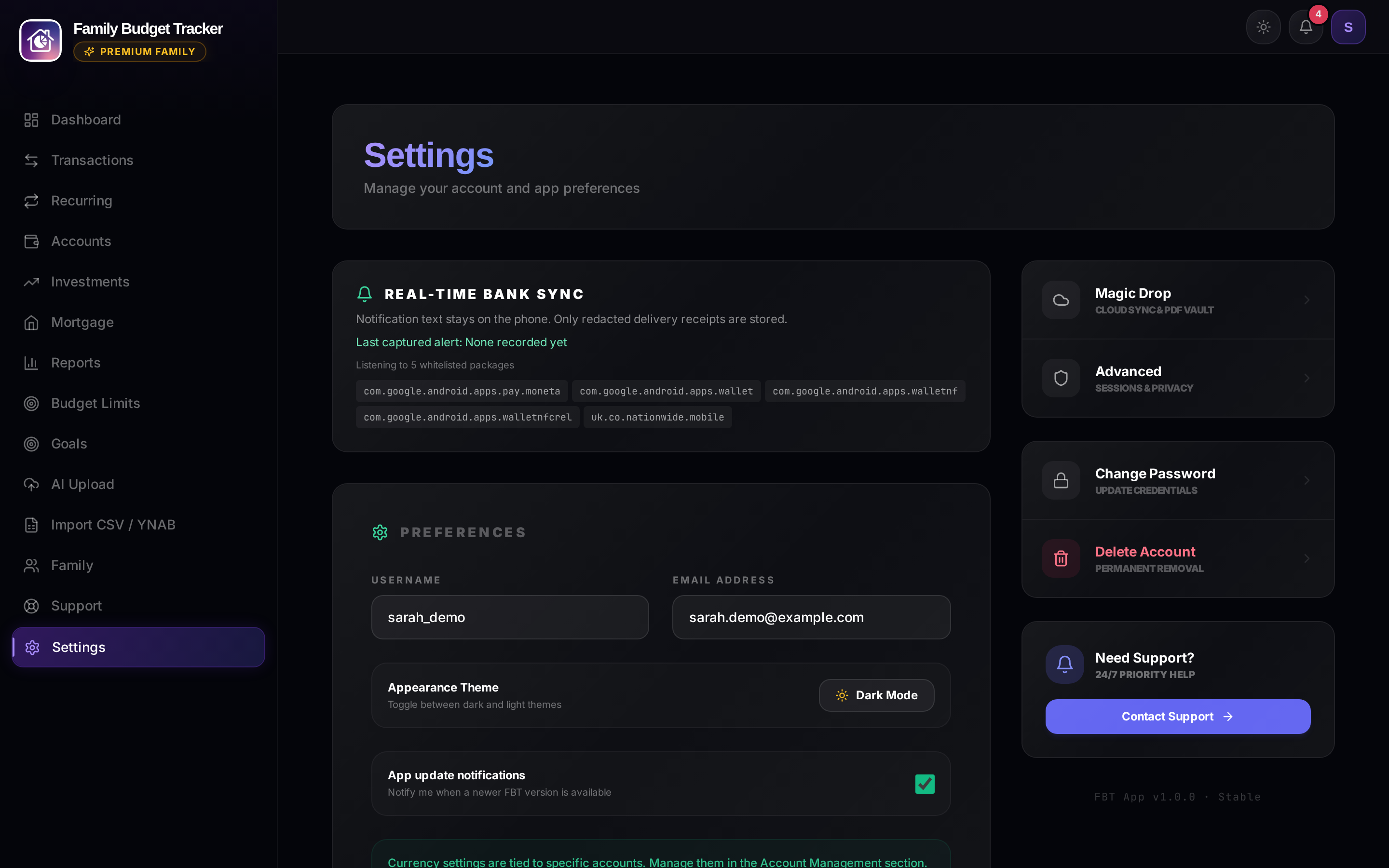 Web Settings